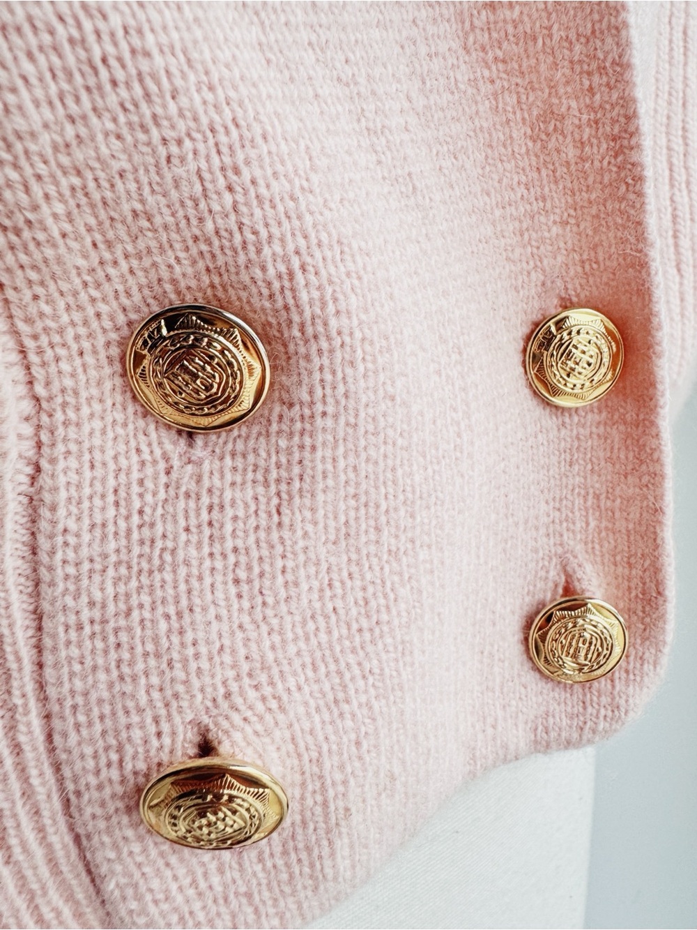 Vintage Lauren Cole Lambswool Angora Sweater Vest Pink Gold Button Petite M - Picture 4 of 9